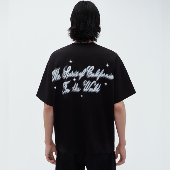 NWT Men’s Size Large AMIRI Airbrush Cherub Print Tee 100% Cotton In Black/Green - Picture 5 of 14